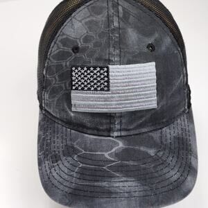 American Flag Embroidered Patch Adjustable Snap Back Gray Baseball Cap Hat